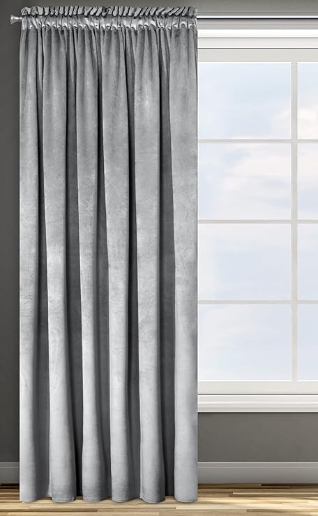 Eurofirany Design91 ROSA Soft Plain Opaque Velvet Curtain W53 x L118 Silver