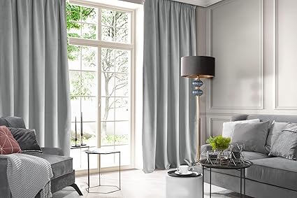 Eurofirany Design91 ROSA Soft Plain Opaque Velvet Curtain W53 x L118 Silver