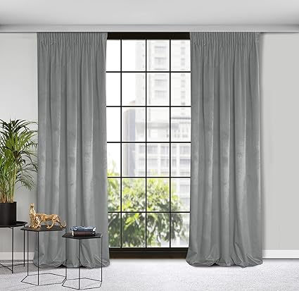 Eurofirany Design91 ROSA Soft Plain Opaque Velvet Curtain W53 x L118 Silver