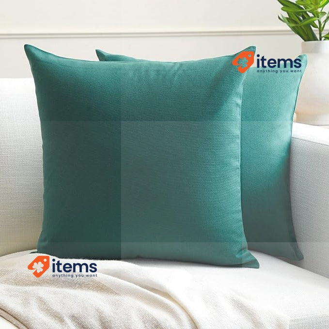 Encasa XO Set of 2 Cotton Pillow Cases I 16x16 in (40x40 cm) - Emerald Throw