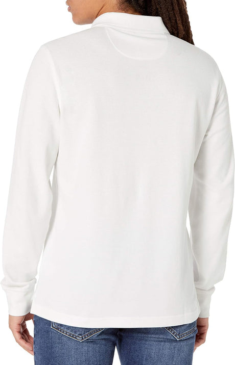 Amazon Essentials Men's Slim-Fit Long-Sleeve Pique Polo White, Size Medium