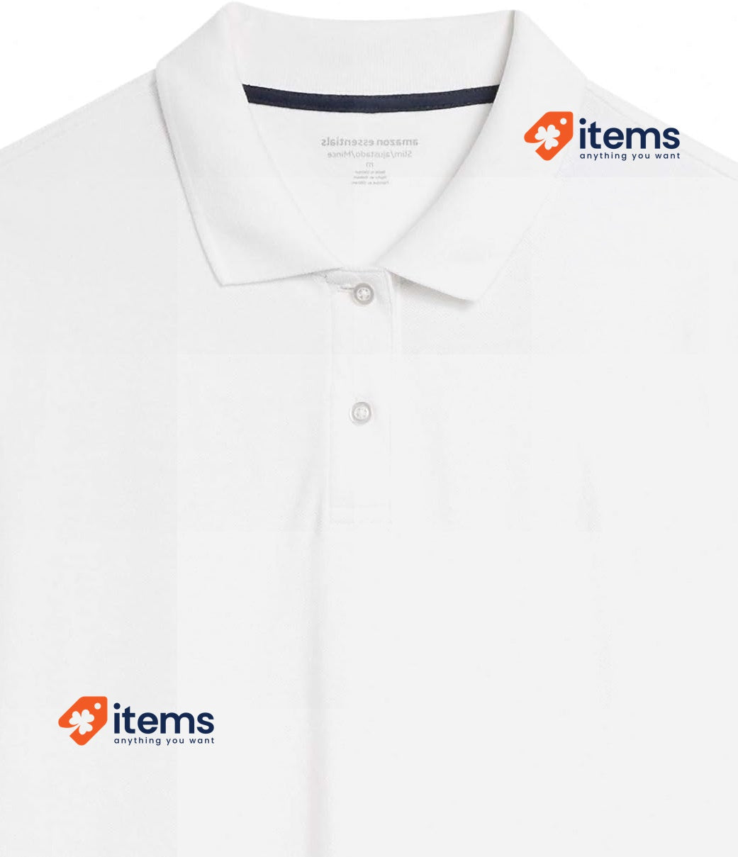 Amazon Essentials Men's Slim - Fit Long Sleeve Pique Polo White, Size Medium