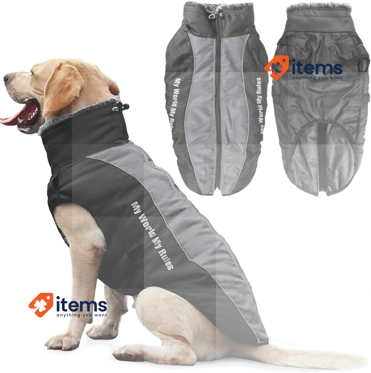 Idepet Dog Coat Warm Jacket Reflective Pet Snowsuit Outdoor Sport Waterproof