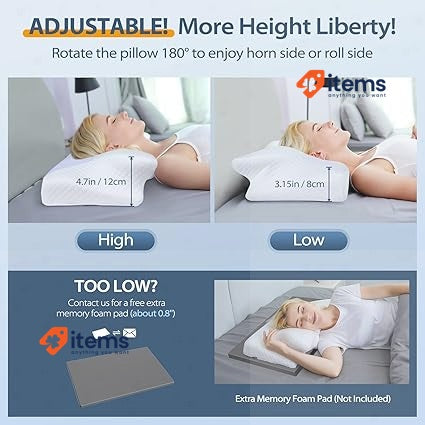 HOMCA Ergonomic Cervical Pillow Memory Shape Pillow, Orthopedic Neck Support