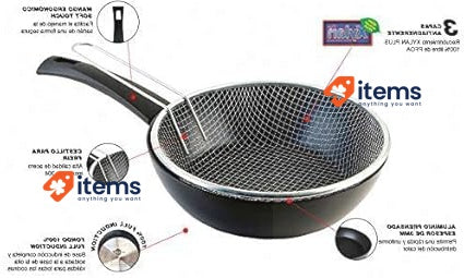 WECOOK Ecogreen Frying Pan With Basket 20 Cm Black PFOA Induction Non - Stick