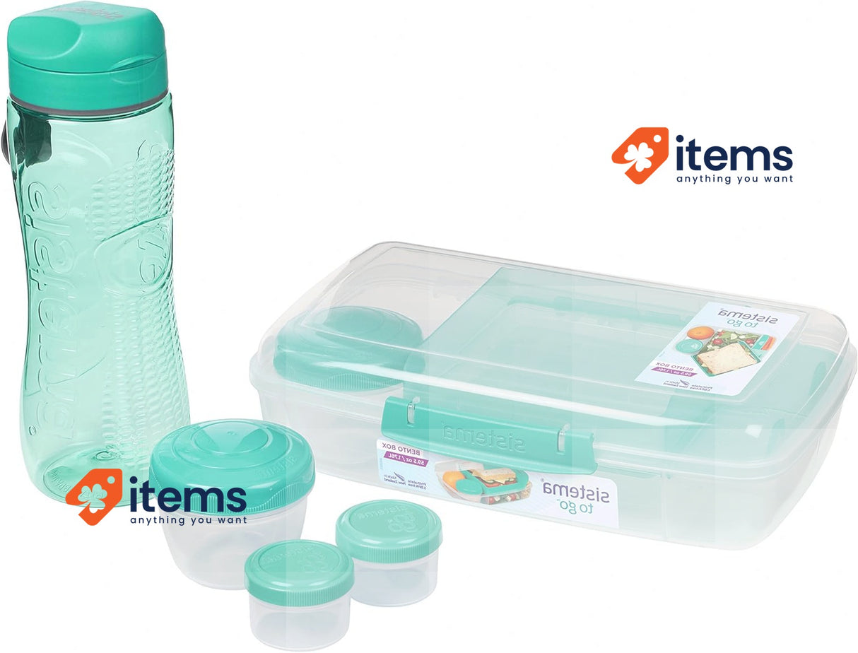 Sistema to Go Lunch Box & Meal Containers | with Water Bottle (800ml)