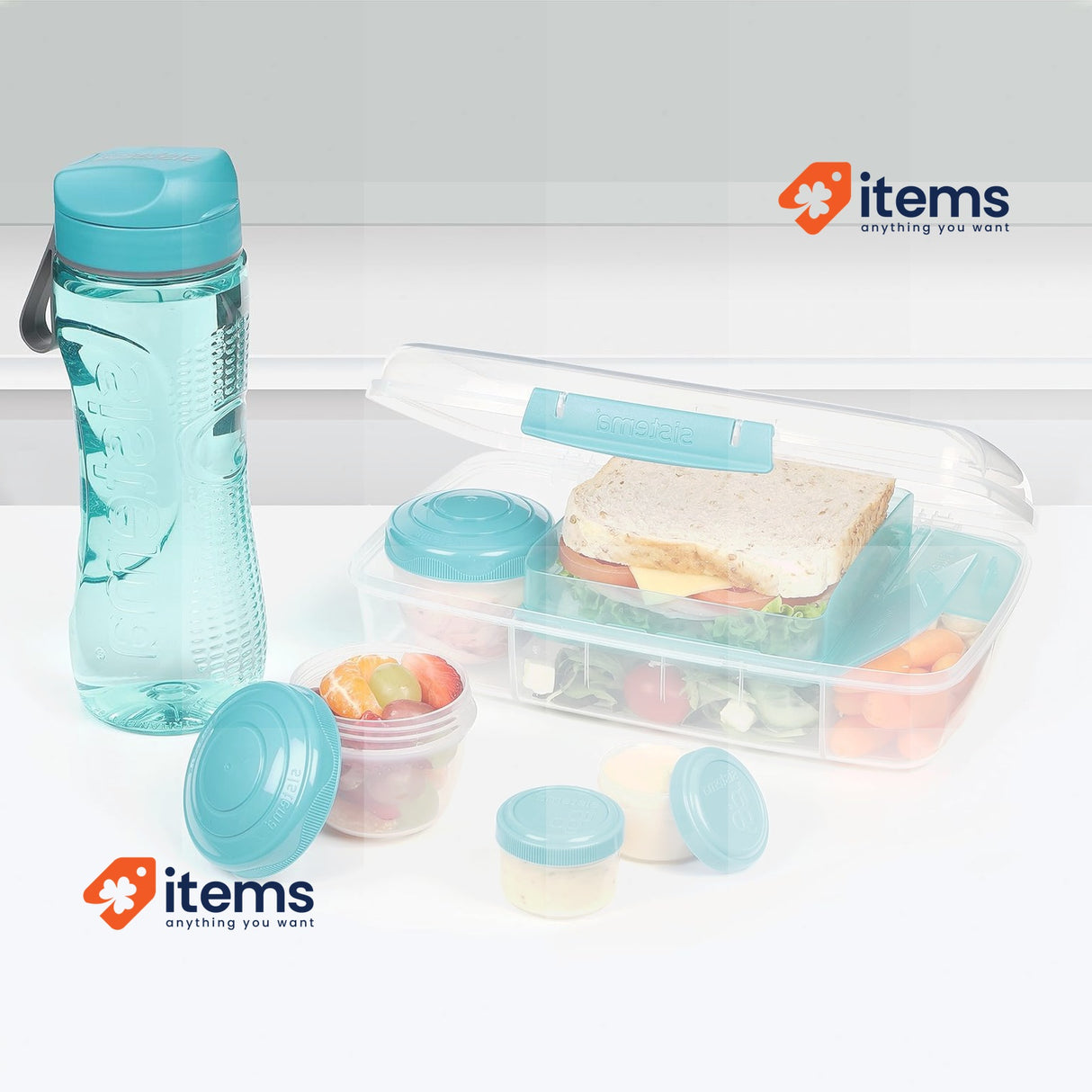 Sistema to Go Lunch Box & Meal Containers | with Water Bottle (800ml)