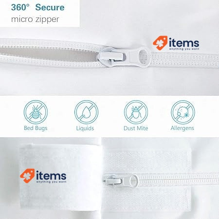 Bedecor Zippered Waterproof Breathable Terry Towelling - 90x190+16cm 16 CM