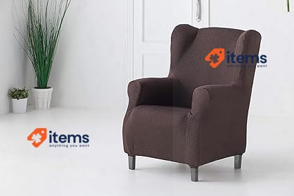 Martina Home Tunisia Wingback Chair Cover Alma Grey Sofas Armchairs Couches Soul