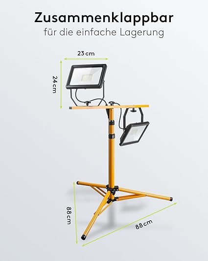 Goobay LED Construction Spotlight, Two Floodlights On Telescopic Tripod