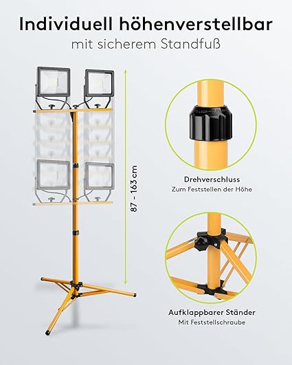 Goobay LED Construction Spotlight, Two Floodlights On Telescopic Tripod