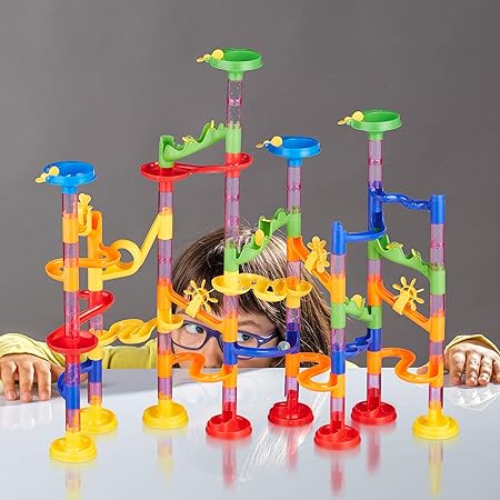 Relaxdays 10031064 Marble Run 120-Piece Starter Set for 3 Years, Colourful