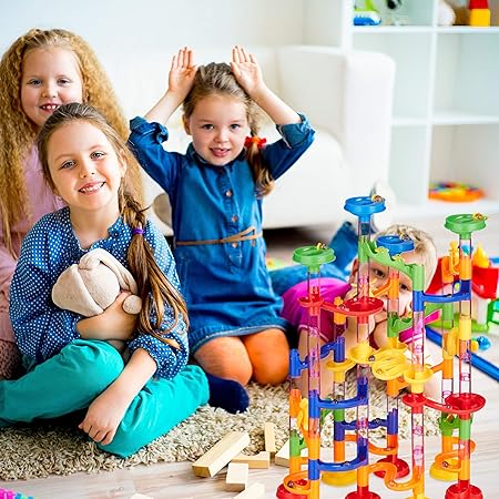 Relaxdays 10031064 Marble Run 120-Piece Starter Set for 3 Years, Colourful