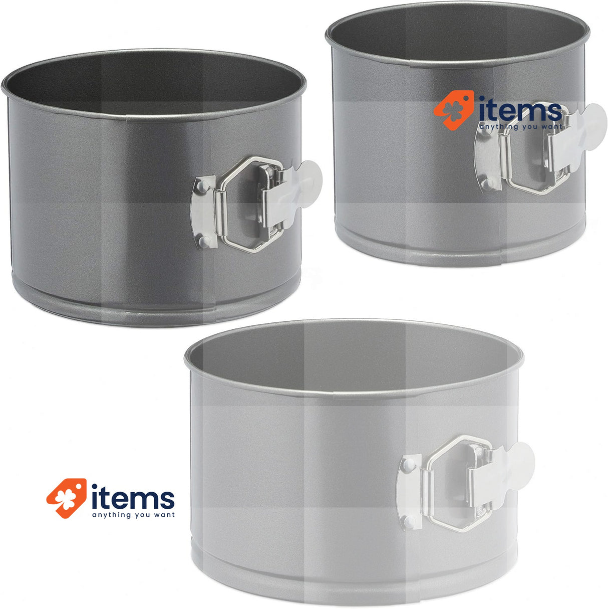 Relaxdays Springform Cake Tin, Set of 3, Ø 14/16/18 cm Black