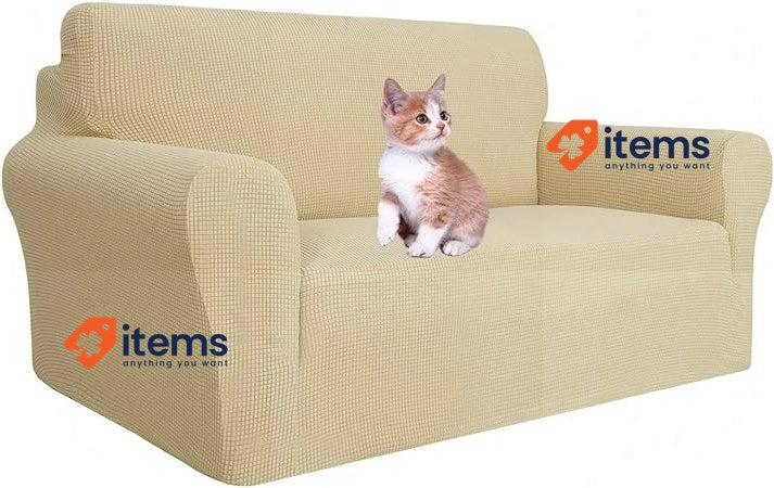 MAXIJIN Super Stretch Sofa Cover for 2 Seater Sofa 2 Seat, Beige