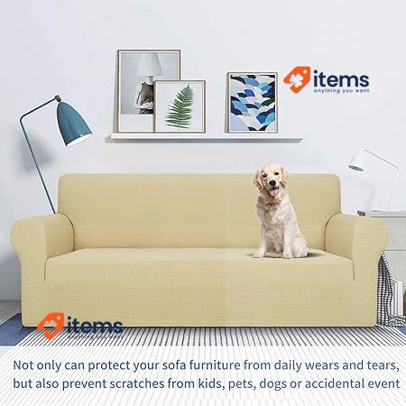 MAXIJIN Super Stretch Sofa Cover for 2 Seater Sofa 2 Seat, Beige