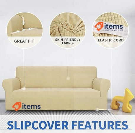 MAXIJIN Super Stretch Sofa Cover for 2 Seater Sofa 2 Seat, Beige