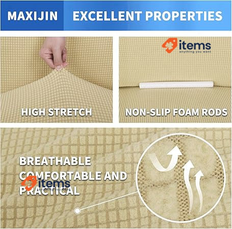 MAXIJIN Super Stretch Sofa Cover for 2 Seater Sofa 2 Seat, Beige