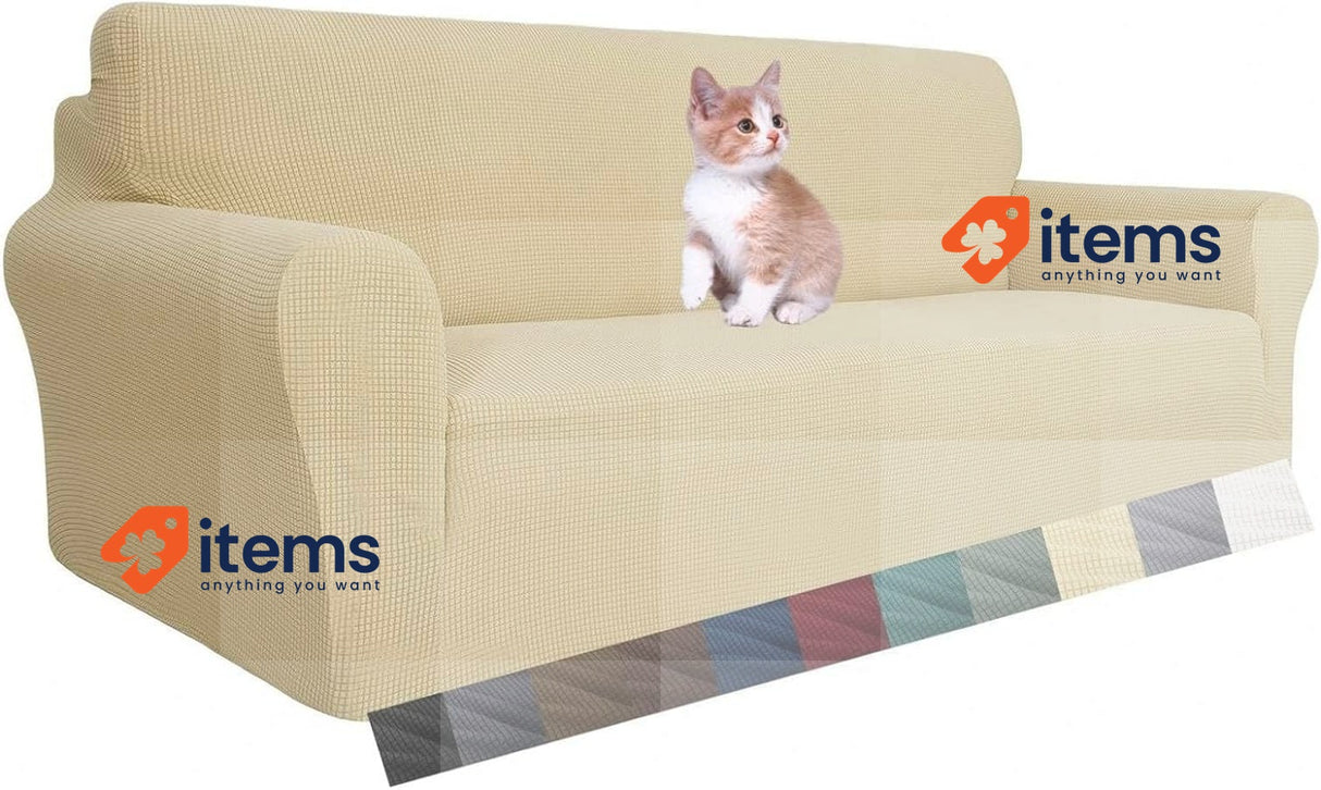 MAXIJIN Super Stretch 3 Seater Sofa Cover Beige Piece Jacquard Furniture Dog Pet