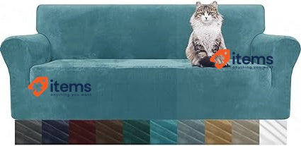 MAXIJIN Thick Velvet Sofa Cover 3 Seater Peacock Blue Velvet