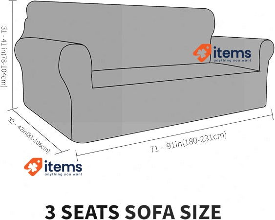 MAXIJIN Thick Velvet Sofa Cover 3 Seater Grey Non Slip Super Stretch Dogs Pet