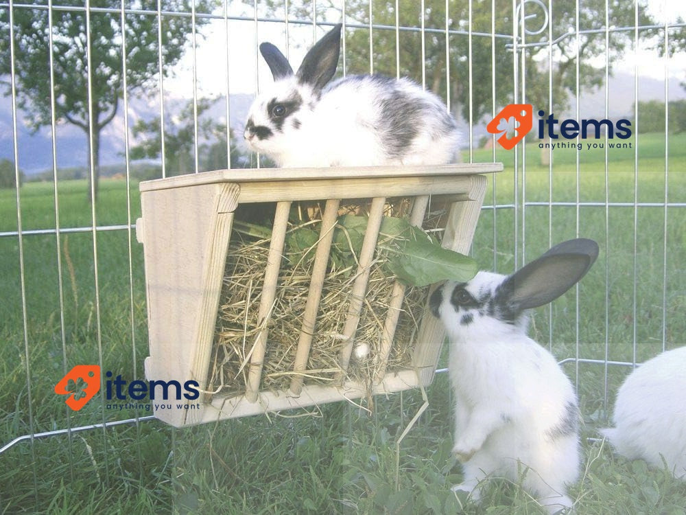 Kerbl Wooden Hay Rack with Board for Rabbits, Rabbits 37 x 17 x 20 cm