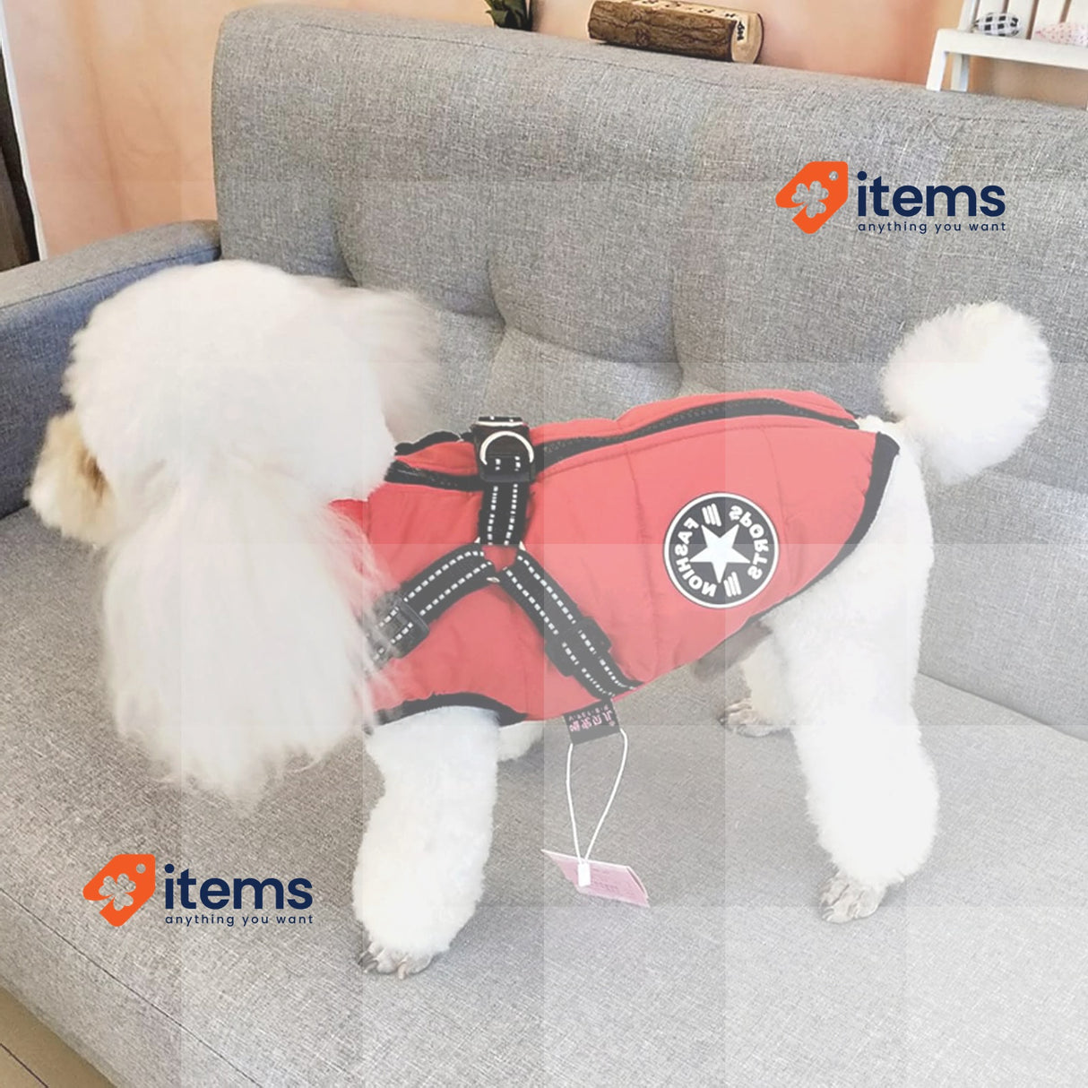 Aiboria Dog Coat Winter Windproof Dog Jacket with Fleece Lining Red L Jackets