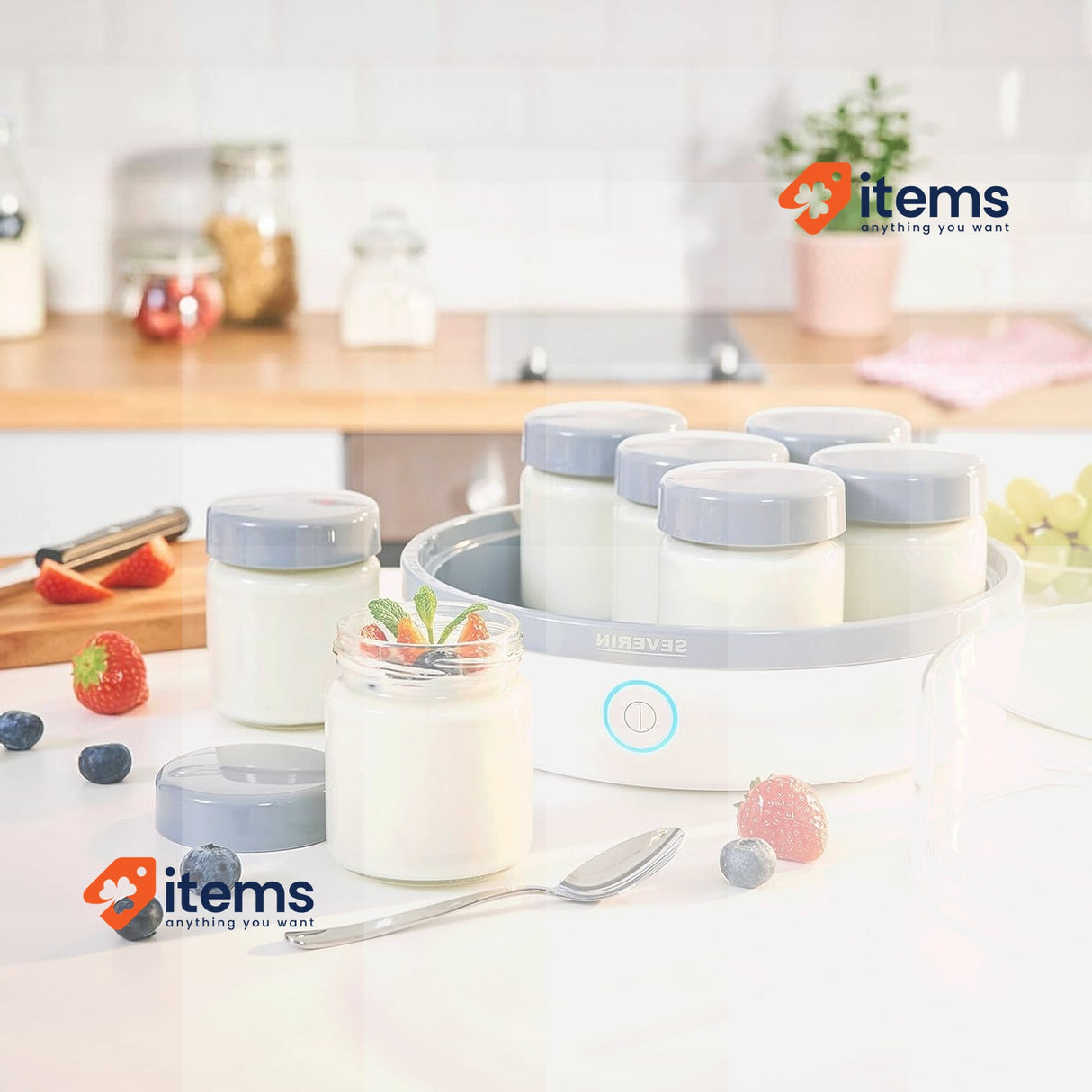 SEVERIN JG 3518 Yogurt Maker, Plastic, White/Grey