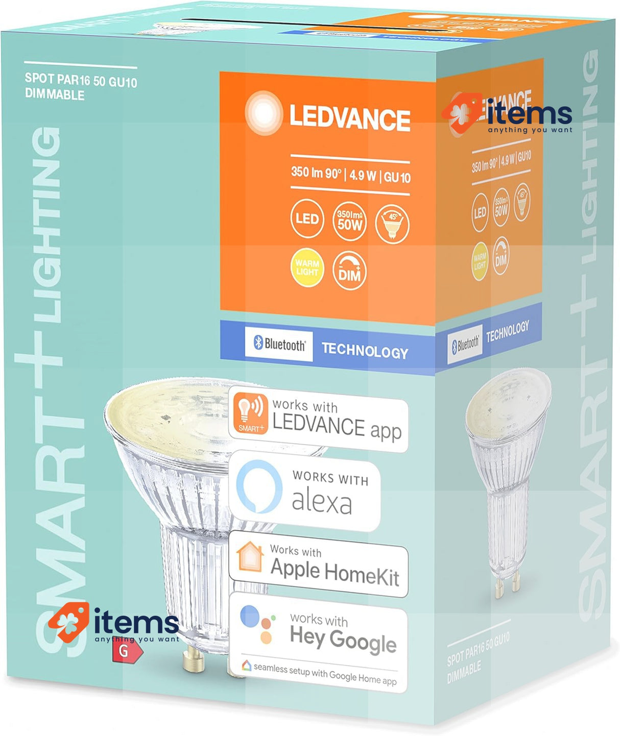 LEDVANCE Smart Led Reflector Lamp With Bluetooth Silver 40 W Gu10 White Warm