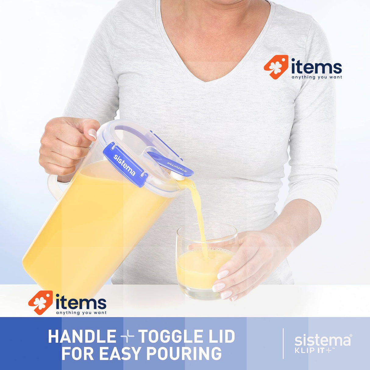 Sistema KLIP IT Plus Leakproof Juice Jug | 2 L | Airtight Plastic Jug for water