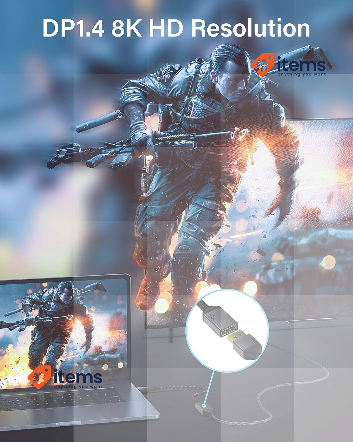 Maxonar USB C To Displayport Adapter 8K@60Hz DP1.4 4K@60Hz Black HBR3 VESA 120Hz