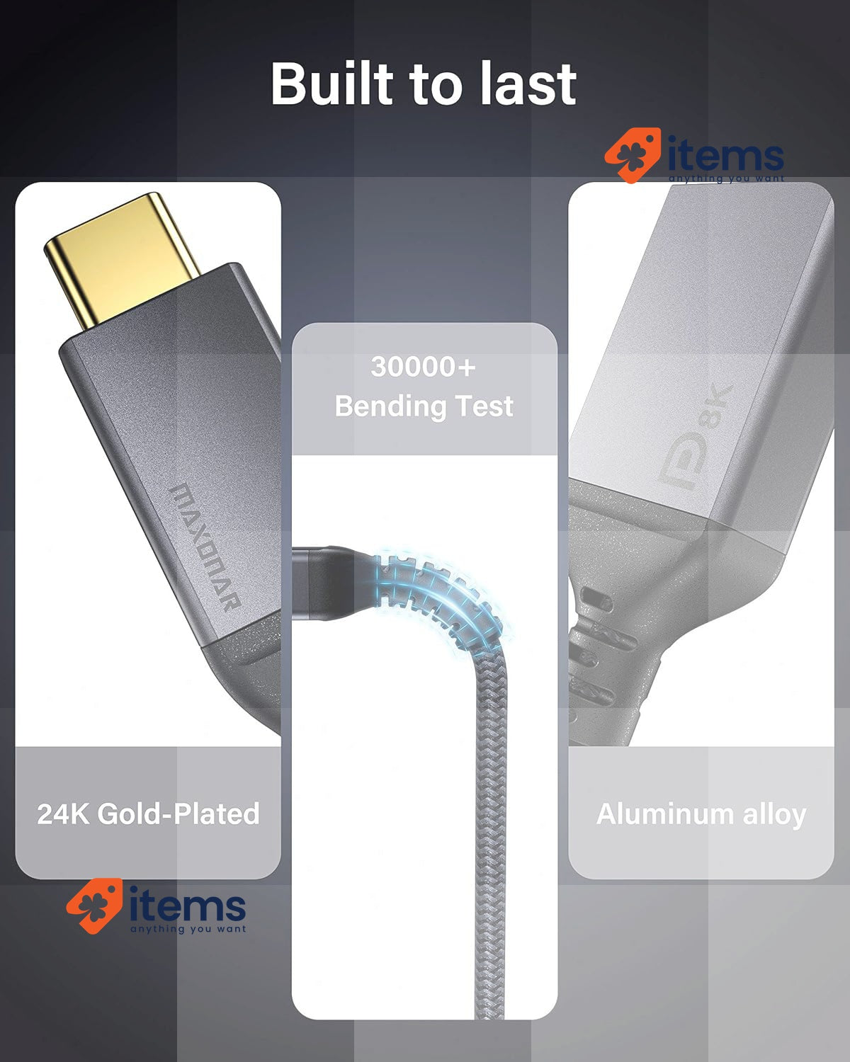 Maxonar USB C To Displayport Adapter 8K@60Hz DP1.4 4K@60Hz Black HBR3 VESA 120Hz