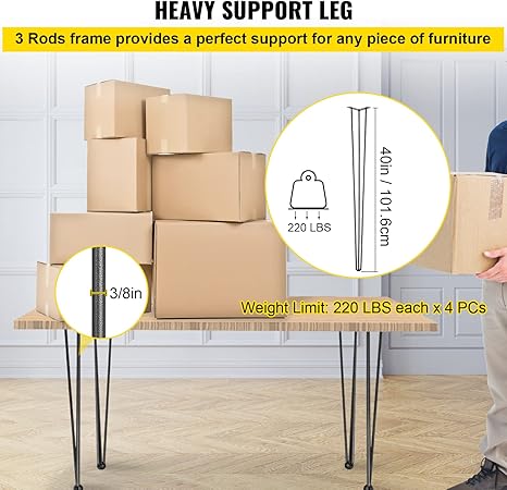 HappyBuy patterns for Cabon Steel Tables, 4 feet, 100kg Capacity Black