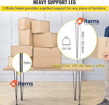 Happybuy Patterns For Cabon Steel Tables 4 Feet 100kg Capacity Black - 100 KG