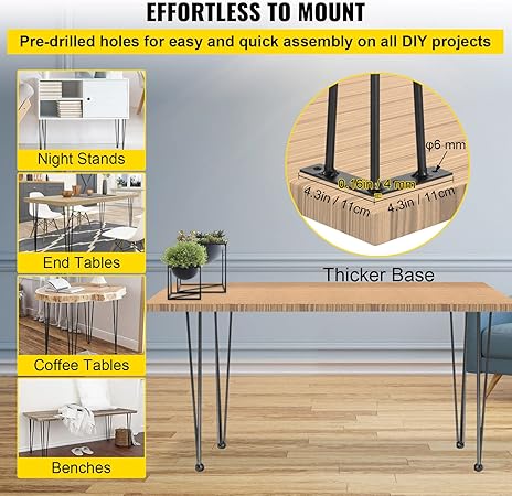 HappyBuy patterns for Cabon Steel Tables, 4 feet, 100kg Capacity Black