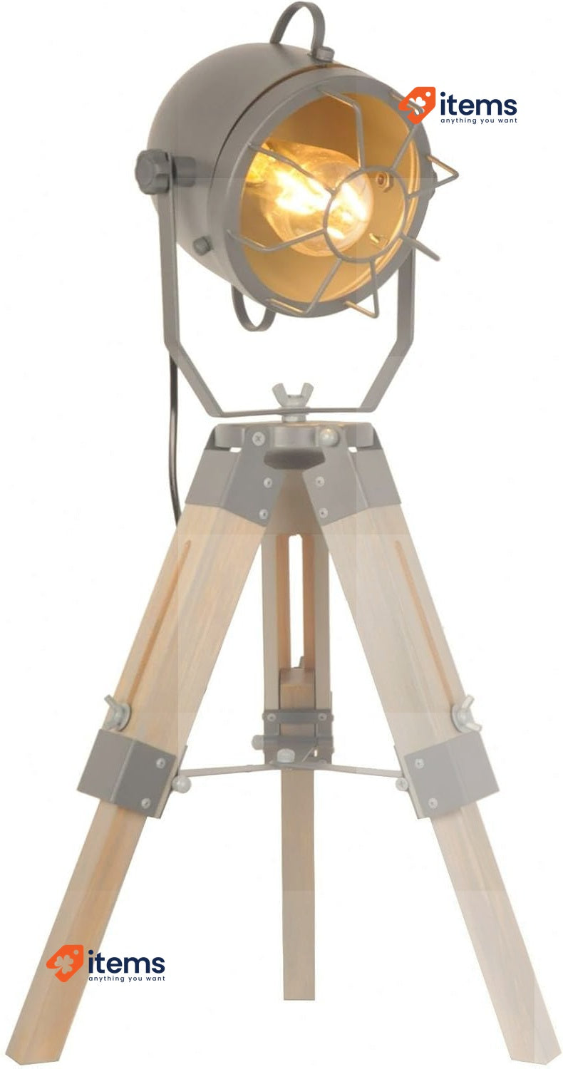 BarcelonaLED Table Lamp Tripod Height Adjustable Wooden Vintage