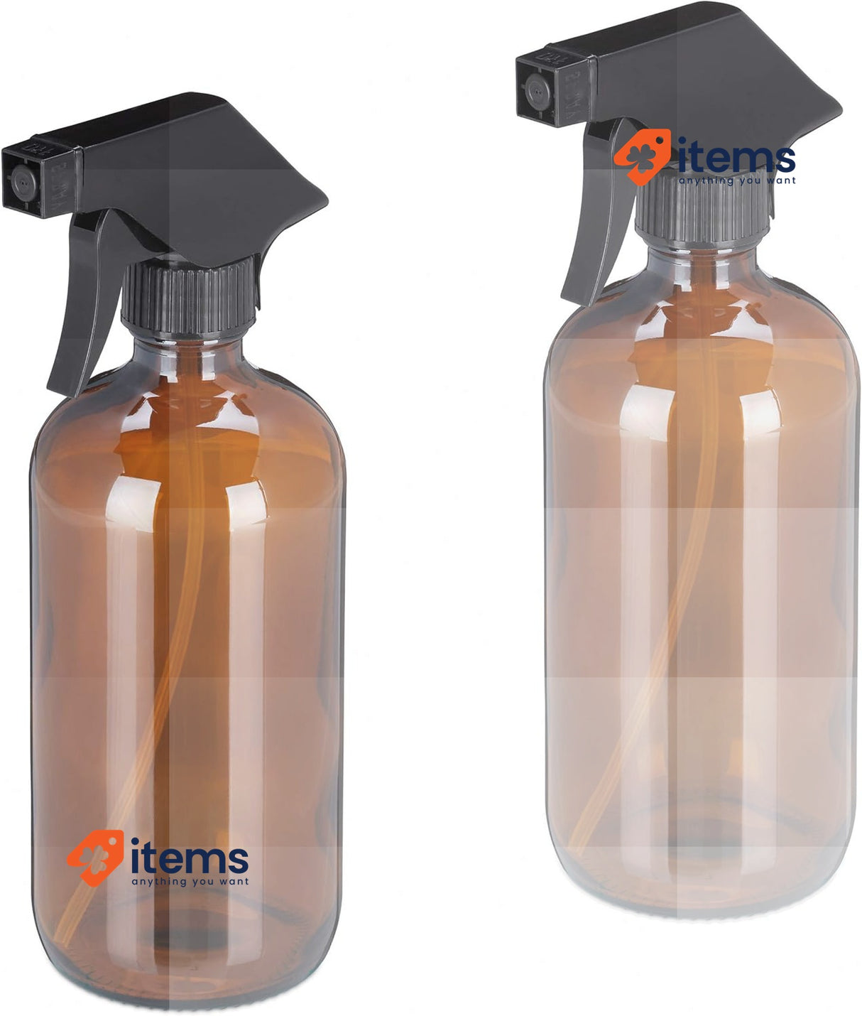 Relaxdays Set of 2 Glass Spray Bottles, 500 ml Brown