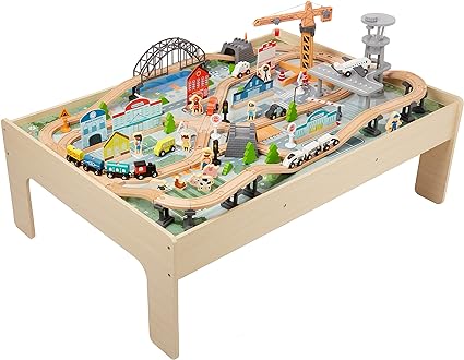 Amazon Basics 120-piece Train Set and Table-kids Gift for Age 3Y+, Multi