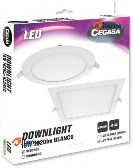 Cegasa BLAN Round LED Downlight 18W Black 1620LM 6500K Standard