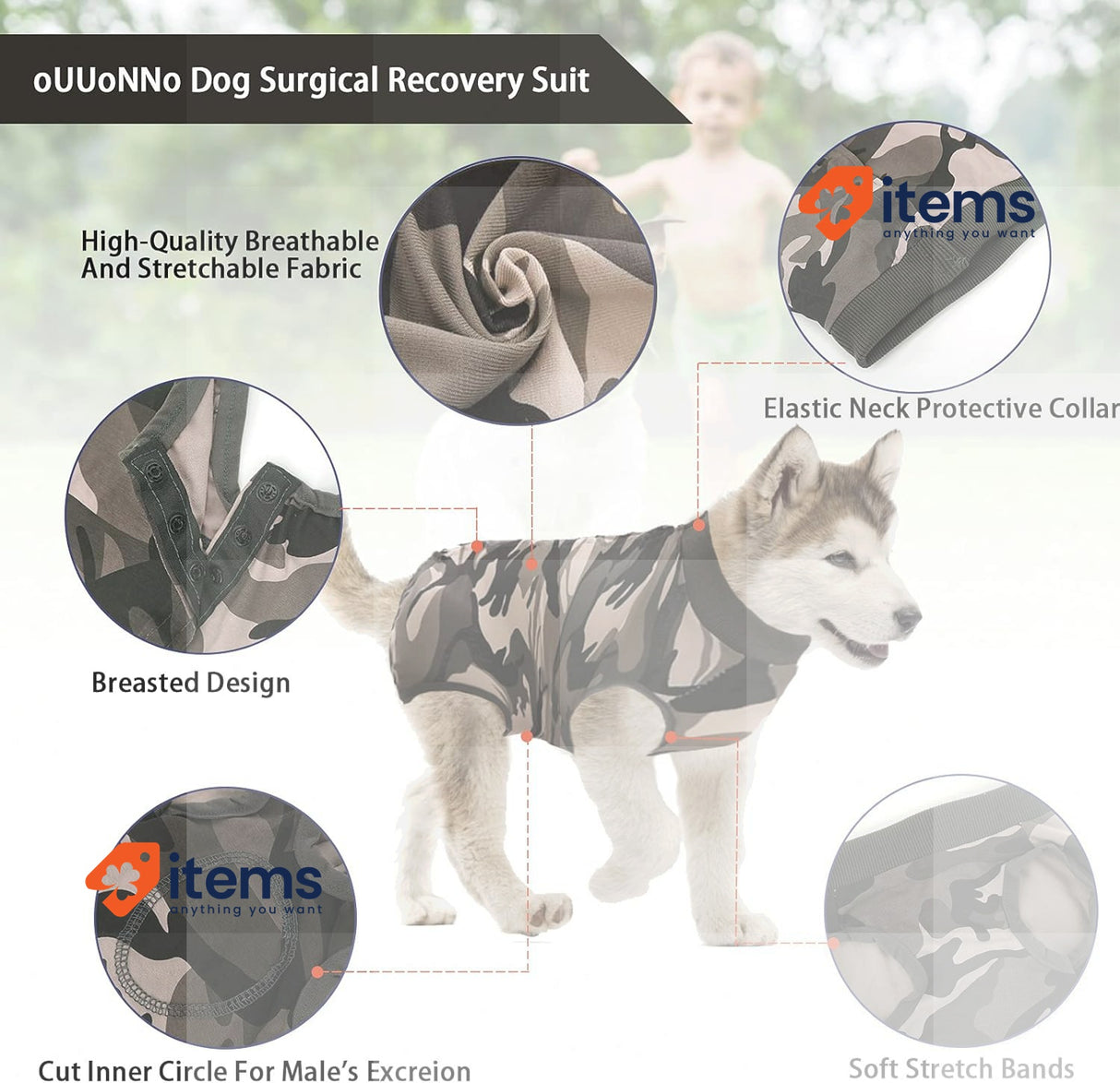 oUUoNNo Recovery Suits For Dogs - Fo XXXL Cats Surgical Suit Female Male Wounds