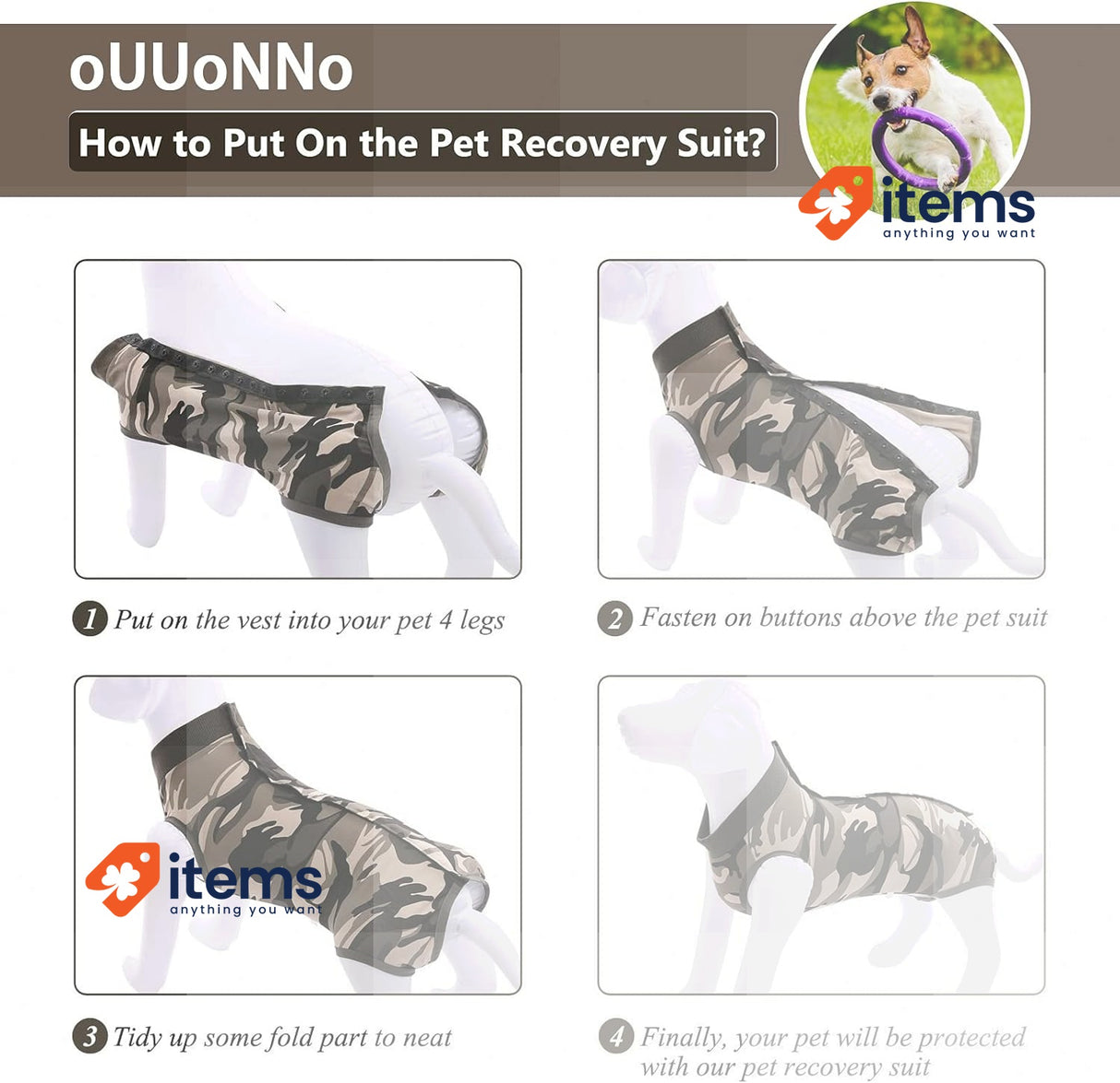 oUUoNNo Recovery Suits For Dogs - Fo XXXL Cats Surgical Suit Female Male Wounds