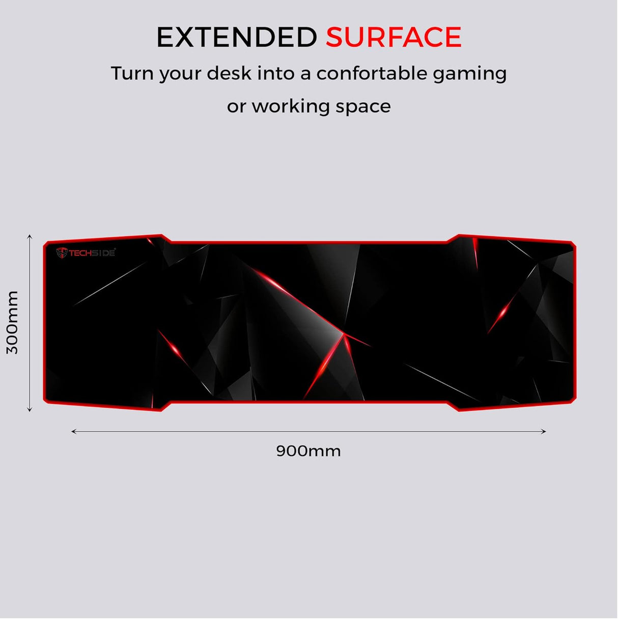 TechSide Gaming Mat Special Shape XL Black/Red