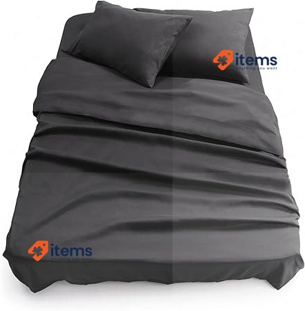 Blumtal Bedding 4 Piece Bed Sheet Set Dark Ocean Blue Grey Flat Fitted King Free