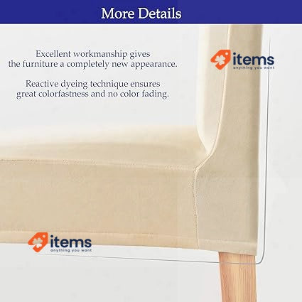 Morwealth Set Of 4 / 6 Chair Covers Cream 4/6 Washable Velvet Stretch Dining