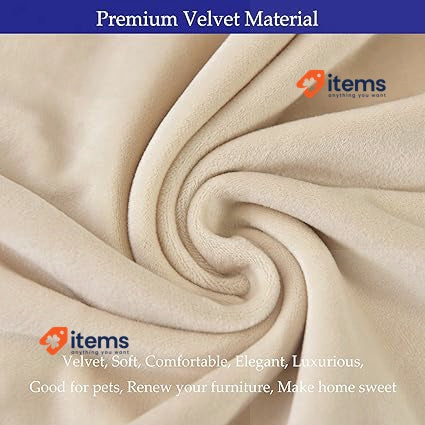 Morwealth Set Of 4 / 6 Chair Covers Cream 4/6 Washable Velvet Stretch Dining