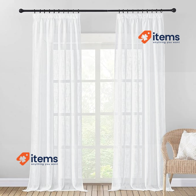 PONY DANCE Curtains for Living Room with Ruffle Tape 2 Pieces 245 x 140 cm White