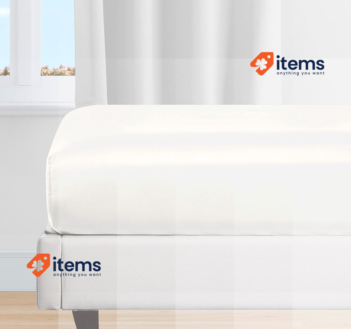 California Design Den Fitted Sheet 180 x 200 cm 100% Organic Cotton White