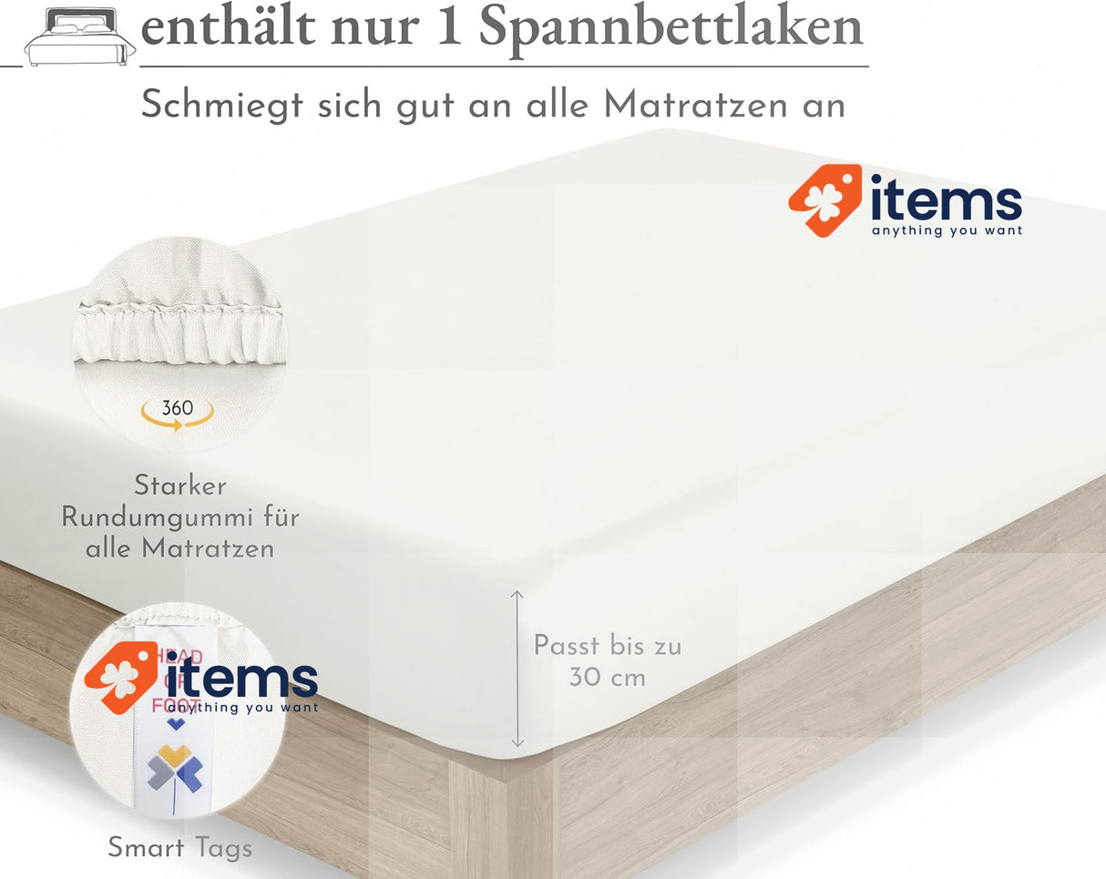 California Design Den Fitted Sheet 180 X 200 Cm 100% Organic Cotton White Ivory