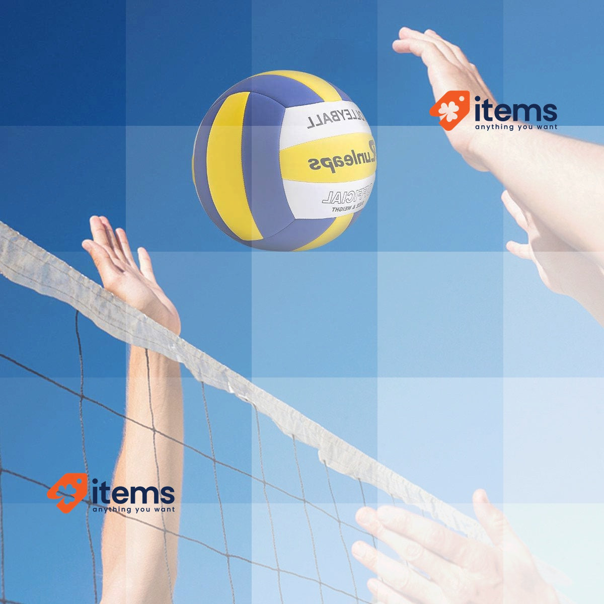 Runleaps Soft Indoor Volleyball Waterproof Blue/White/Yellow Size 5 Beach Touch