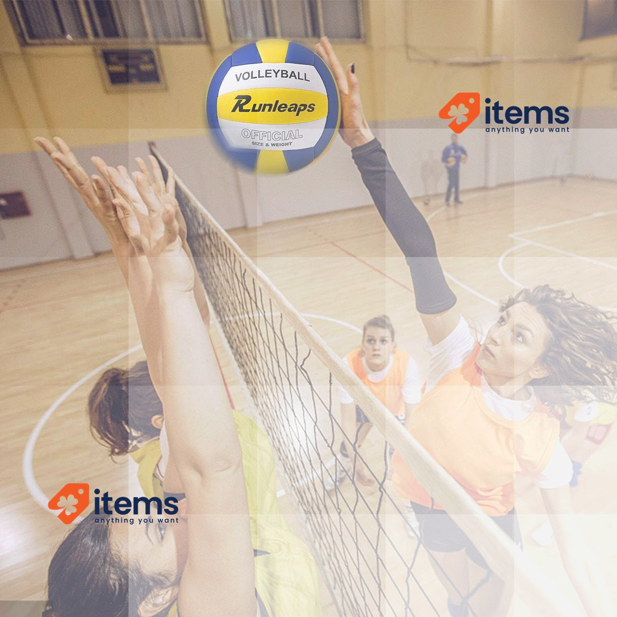 Runleaps Soft Indoor Volleyball Waterproof Blue/White/Yellow Size 5 Beach Touch